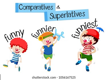 Comparatives Superlatives Word Funny Illustration Stock Vector (Royalty ...