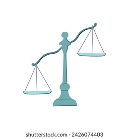 comparación de equilibrio de la balanza de dibujos animados. justicia igual, comparación de equilibrio, juzgar dinero comparar equilibrio de la balanza de signo. símbolo aislado ilustración vectorial