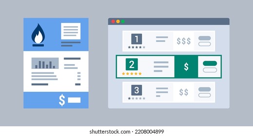 Compare Gas Prices And Suppliers Online: Save Money On Household Bills Concept