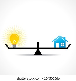 compare home and bulb(idea) concept vector
