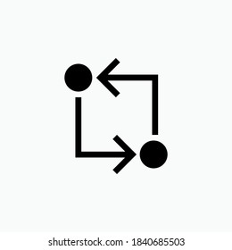 Icono de Comparación. Signo de extensión de flecha. Símbolo flexible: plantilla de logotipo vectorial.