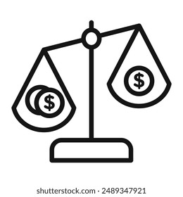 Compare price icon Vector symbol or sign set collection in black and white outline