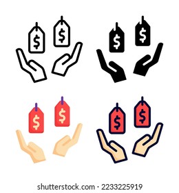 Comparar las etiquetas de precio Conjunto de iconos Colección de estilos