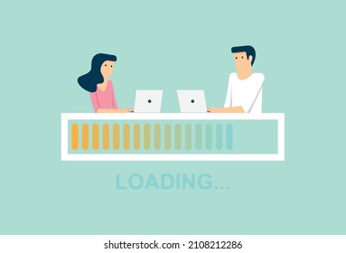 Comparar a aquellos que son más capaces de tener éxito en los negocios, el líder se va a descargar, el crecimiento del negocio, los negocios globales, el concepto de diseño de ilustración de vectores en estilo plano