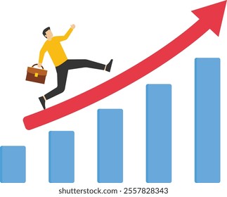Compare those who are more capable of succeeding in business, leader go to the top chart, business growth, Vector illustration design concept in flat style

