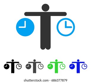 Compare Time flat vector pictograph. Colored compare time gray, black, blue, green icon versions. Flat icon style for application design.
