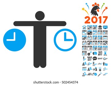 Compare Time icon with bonus 2017 new year images. Vector illustration style is flat iconic symbols,modern colors, rounded edges.