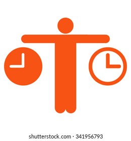 Compare Time vector icon. Style is flat symbol, orange color, rounded angles, white background.