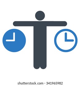 Compare Time vector icon. Style is bicolor flat symbol, smooth blue colors, rounded angles, white background.