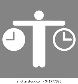 Compare Time vector icon. Style is flat symbol, white color, rounded angles, gray background.