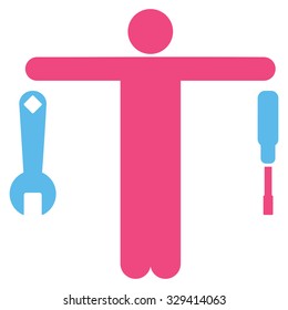 Compare Tools vector icon. Style is bicolor flat symbol, pink and blue colors, rounded angles, white background.