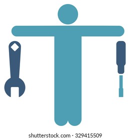 Compare Tools vector icon. Style is bicolor flat symbol, cyan and blue colors, rounded angles, white background.