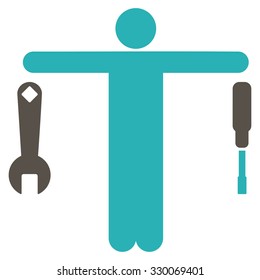 Compare Tools vector icon. Style is bicolor flat symbol, grey and cyan colors, rounded angles, white background.