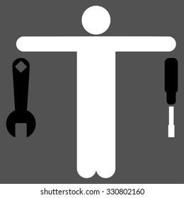 Compare Tools vector icon. Style is bicolor flat symbol, black and white colors, rounded angles, gray background.