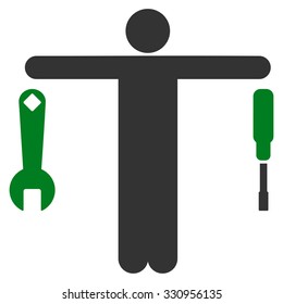 Compare Tools vector icon. Style is bicolor flat symbol, green and gray colors, rounded angles, white background.