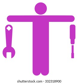 Compare Tools vector icon. Style is flat symbol, violet color, rounded angles, white background.