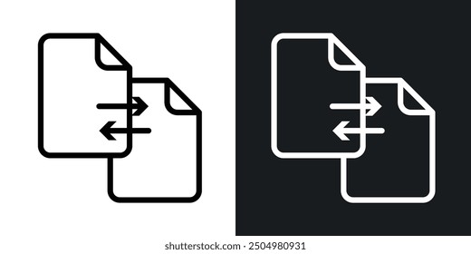 Compare vector icon set black and white filled and outlined style.