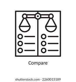 Vergleichen Sie Vektorgrafik-Outline-Icon-Design-Illustration. Bewertungssymbol auf weißem Hintergrund EPS10-Datei