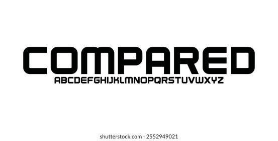 Compared, Modern abstract digital tech font. Logo creative font, type, technology, movie, digital, music, movie. Font and illustration in vector format.
