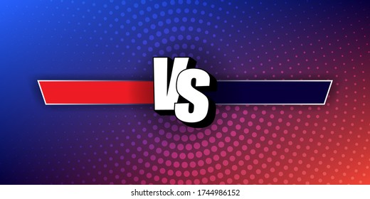 Compared to the screen blue and red. VS abstract background. Versus logo versus letters for sports and wrestling competitions. Vector illustration.