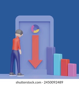 Comparing business process concept. Realistic 3d object cartoon style