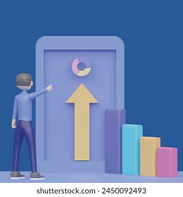Comparing business process concept. Realistic 3d object cartoon style