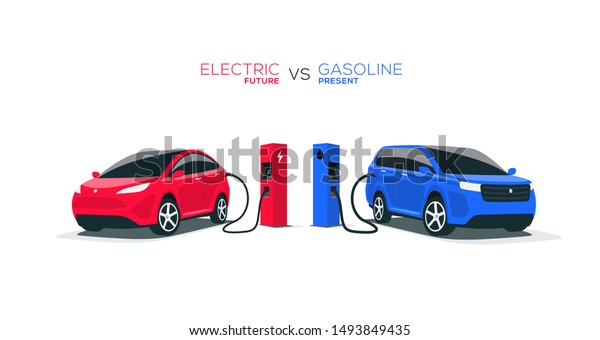 Comparing Electric Versus Gasoline Diesel Car Stock Vector (Royalty ...