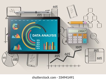 Comparing statistics in business,  info-graphics report charts