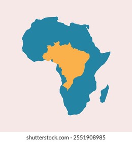 Comparison of africas land area to selected contries brazil. Vector illustration