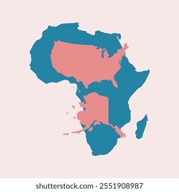 Comparison of africas land area to selected contries usa. Vector illustration