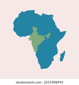 Comparison of africas land area to selected contries india. Vector illustration