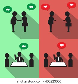 Comparison of agree and disagree with flat design 