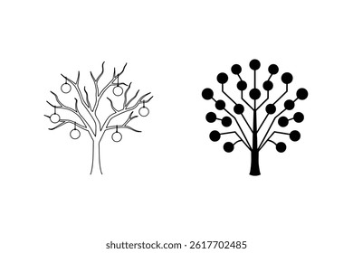 Comparison Of An Apple Tree And Digital Circuit Tree Symbol
