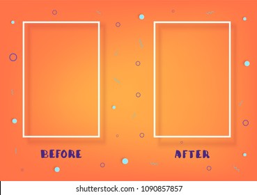 Comparison Banner With Empty Space. Before And After Pink Screen. Template For Graphic Design And Social Media Post. Vector Illustration.