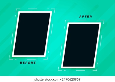 comparison before and after photo frame background vector 