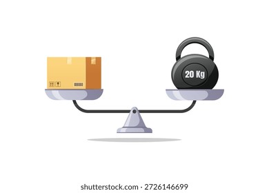 Comparação entre o vetor de papelão e kettlebell isolado no fundo branco