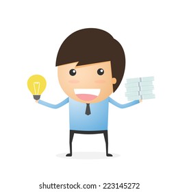 Comparison between idea and money of businessman