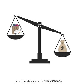 Comparison between income and expense vector graphics