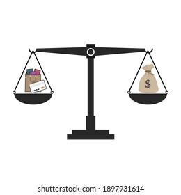 Comparison between income and expense vector graphics