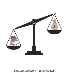 Comparación entre gráficos vectoriales de ingresos y gastos