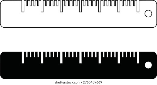 Comparison of a blank ruler and a standard metric ruler with measurements Vector