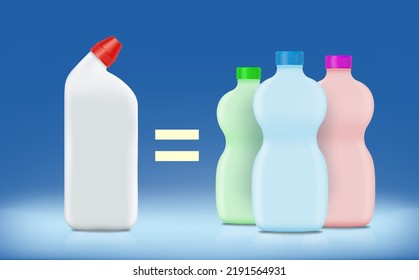 Comparison of bottles with toilet detergents or drain cleaner. Vector illustration