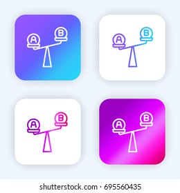 Comparison bright purple and blue gradient app icon