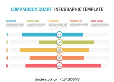 Comparison Chart With Five Elements And Legend, Infographic Template For Web, Business, Presentations, Vector Eps10 Illustration