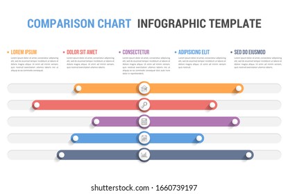 Comparison chart with five elements and legend, infographic template for web, business, presentations, vector eps10 illustration