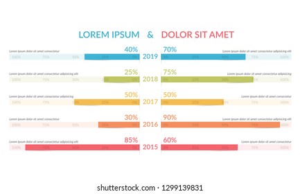 Comparison chart with five elements, vector eps10 illustration