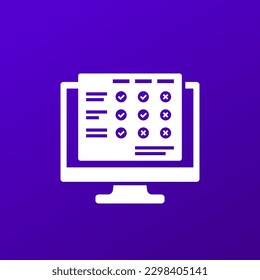 comparison chart icon with a computer, vector