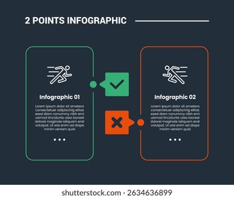 comparison choice infographic process diagram with standing round rectangle box vertical with check badge with outline style vector illustration