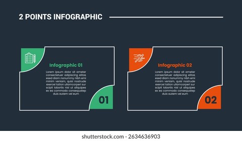 comparison choice infographic process diagram with big box and curve edge with outline style vector illustration