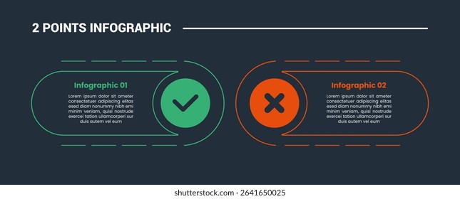 comparison choice infographic process diagram with round box with dotted line and checklist with outline style vector illustration